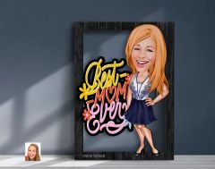 BK Gift Kişiye Özel Anneler Günü Karikatürlü 3D Ahşap Tablo, Anneye Hediye, Anneler Günü Hediyesi-3