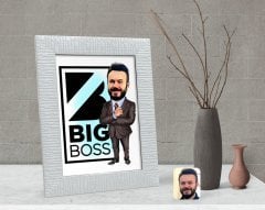 Kişiye Özel Erkek Big Boss Karikatürlü Dekoratif Çerçeve-1