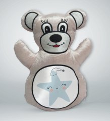BK Gift Sevimli Yıldız Tasarımlı Krem Ayıcık Yastık-1