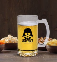Kişiye Özel Galaksinin En İyi Babası Tasarımlı Buzlu Cam Bira Bardağı 50cl-2