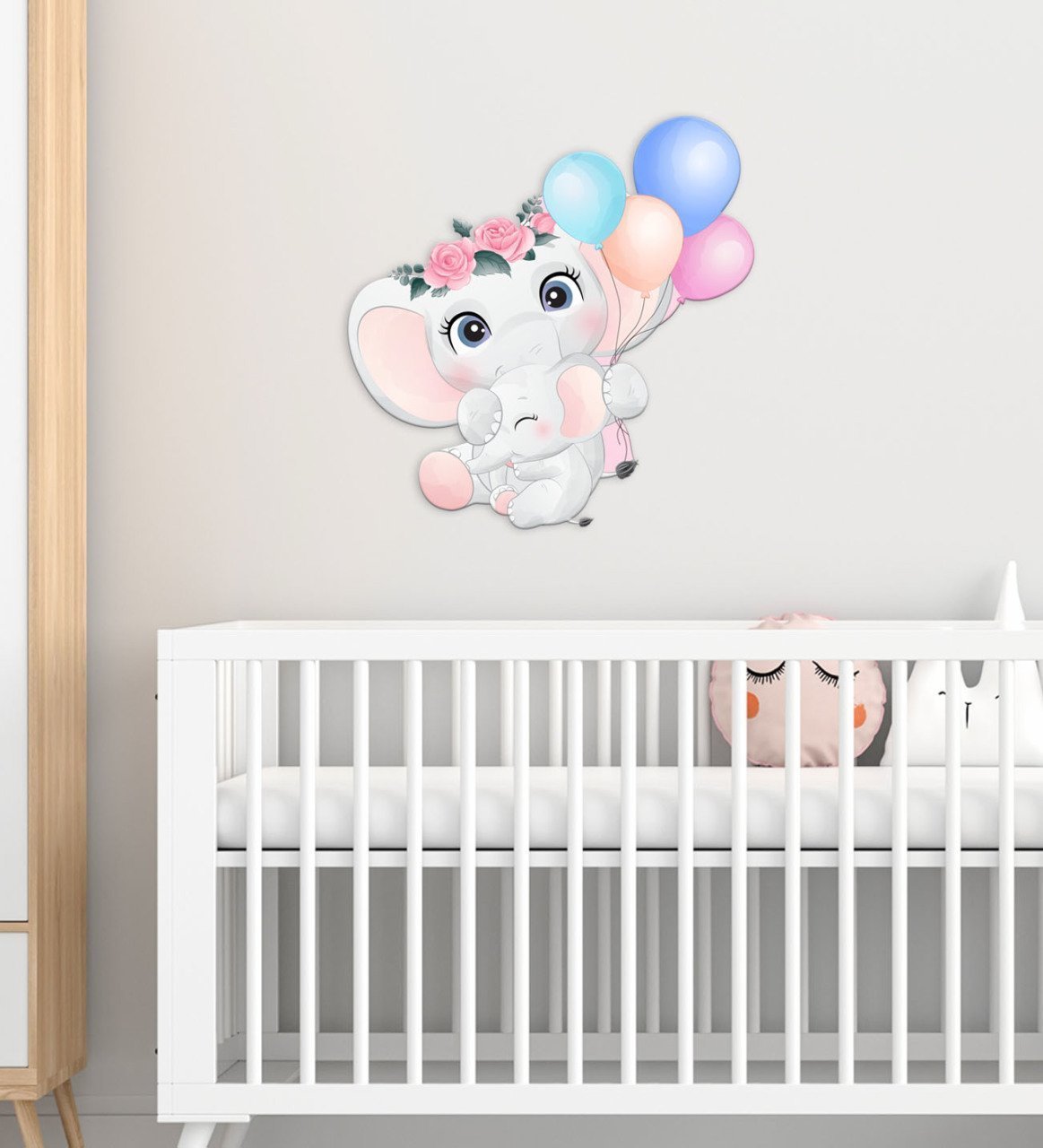 BK Gift Sevimli Fil Tasarımlı Çocuk Odası Ahşap Duvar Süsü-5
