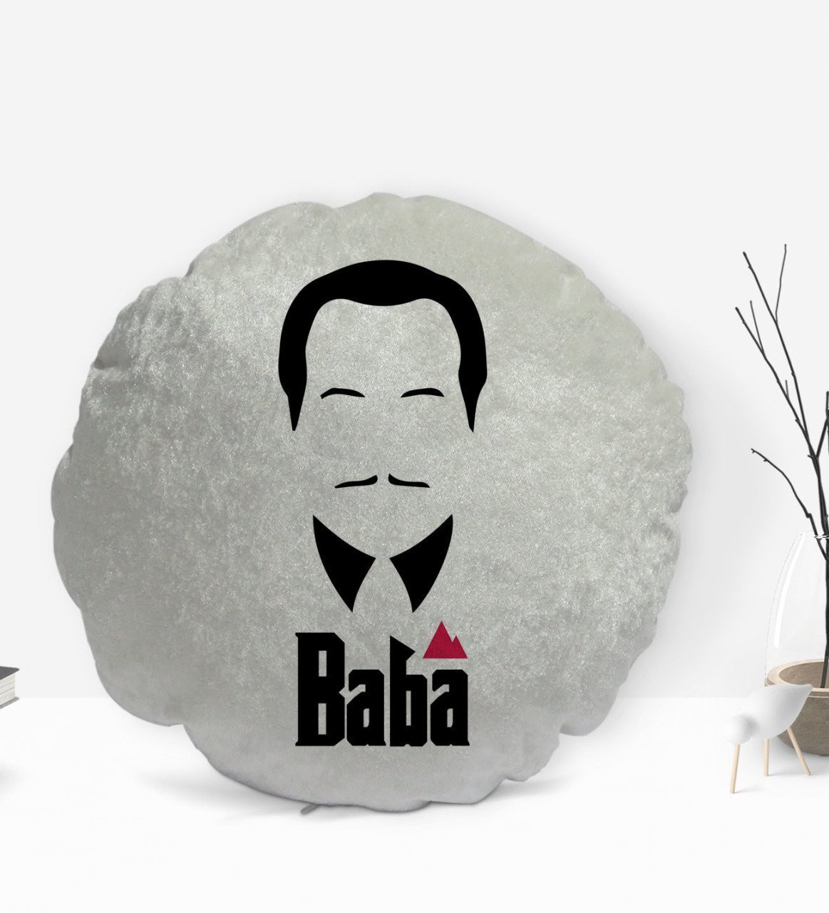 BK Gift Baba Godfather Tasarımlı Yuvarlak Dekoratif Kırlent Yastık-12
