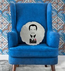 BK Gift Baba Godfather Tasarımlı Yuvarlak Dekoratif Kırlent Yastık-12
