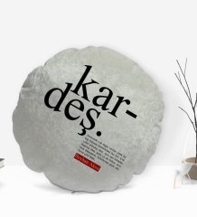 Kişiye Özel İsimli Kardeş Anlamlı Yuvarlak Dekoratif Kırlent Yastık-1