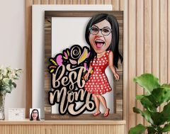 BK Gift Kişiye Özel Anneler Günü Karikatürlü 3D Ahşap Tablo, Anneye Hediye, Anneler Günü Hediyesi-2