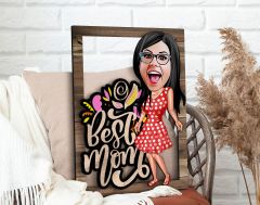 BK Gift Kişiye Özel Anneler Günü Karikatürlü 3D Ahşap Tablo, Anneye Hediye, Anneler Günü Hediyesi-2