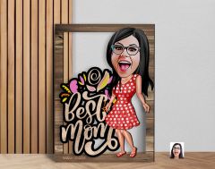 BK Gift Kişiye Özel Anneler Günü Karikatürlü 3D Ahşap Tablo, Anneye Hediye, Anneler Günü Hediyesi-2