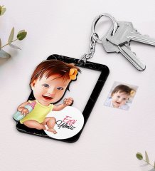 Kişiye Özel Bebek Karikatürlü Ahşap Anahtarlık-1