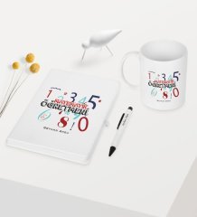 Kişiye Özel Matematik Öğretmeni Temalı Beyaz Defter Kalem Kupa Seti - 4