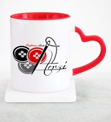 Kişiye Özel Mesleki Terzi Kırmızı Kalpli Kupa Bardak - 2