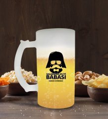 Kişiye Özel Galaksinin En İyi Babası Tasarımlı Buzlu Cam Bira Bardağı 50cl-1
