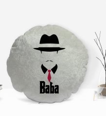 BK Gift Baba Godfather Tasarımlı Yuvarlak Dekoratif Kırlent Yastık-11