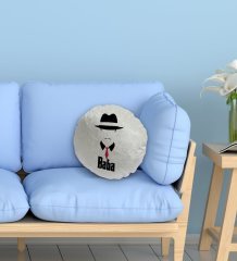 BK Gift Baba Godfather Tasarımlı Yuvarlak Dekoratif Kırlent Yastık-11
