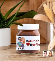 BK Gift Sevgiliye Özel Karikatürlü Hediye Seti-2, Sevgililer Günü Hediyesi, Yıl Dönümü Hediyesi, Nutella 400gr., Doğum Günü Hediyesi