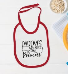 BK Kids Daddy's Little Princess Tasarımlı Kırmızı Bebek Body Zıbın ve Mama Önlüğü Hediye Seti-1