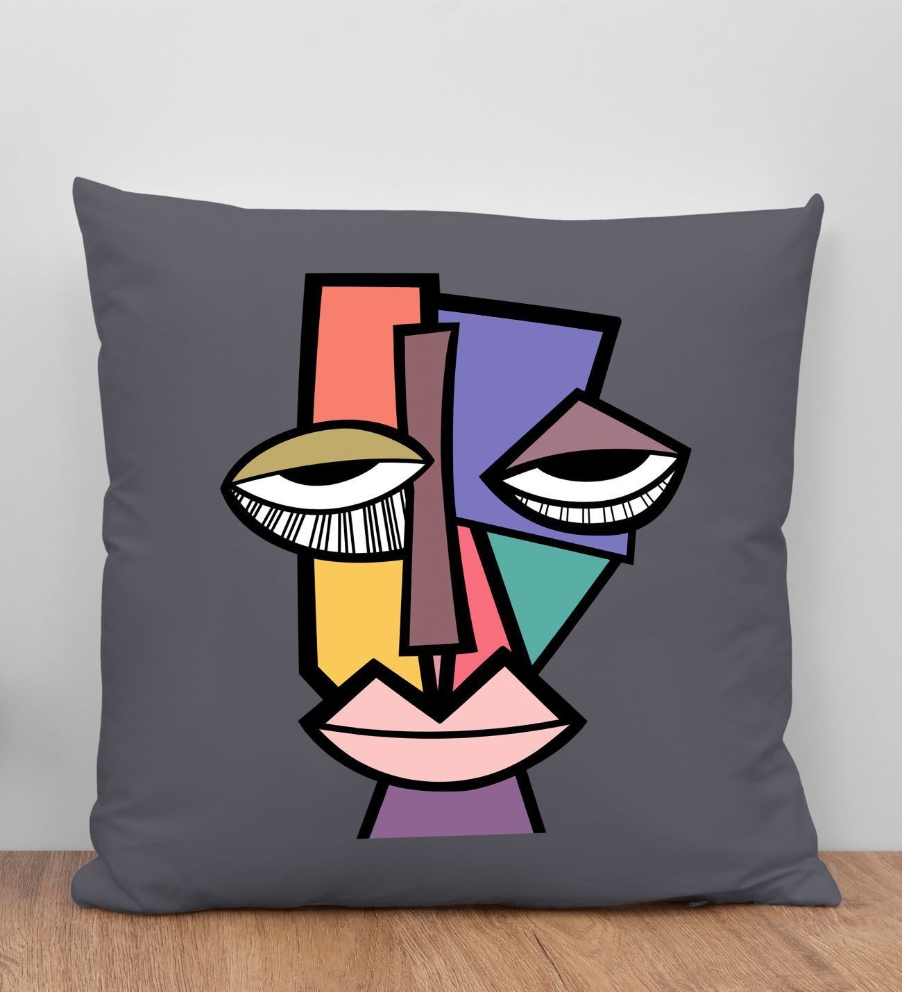 BK Gift Modern Art Tasarımlı Antrasit Kırlent Yastık, Arkadaşa Hediye, Ev Dekorasyonu, Ev Hediyesi-9