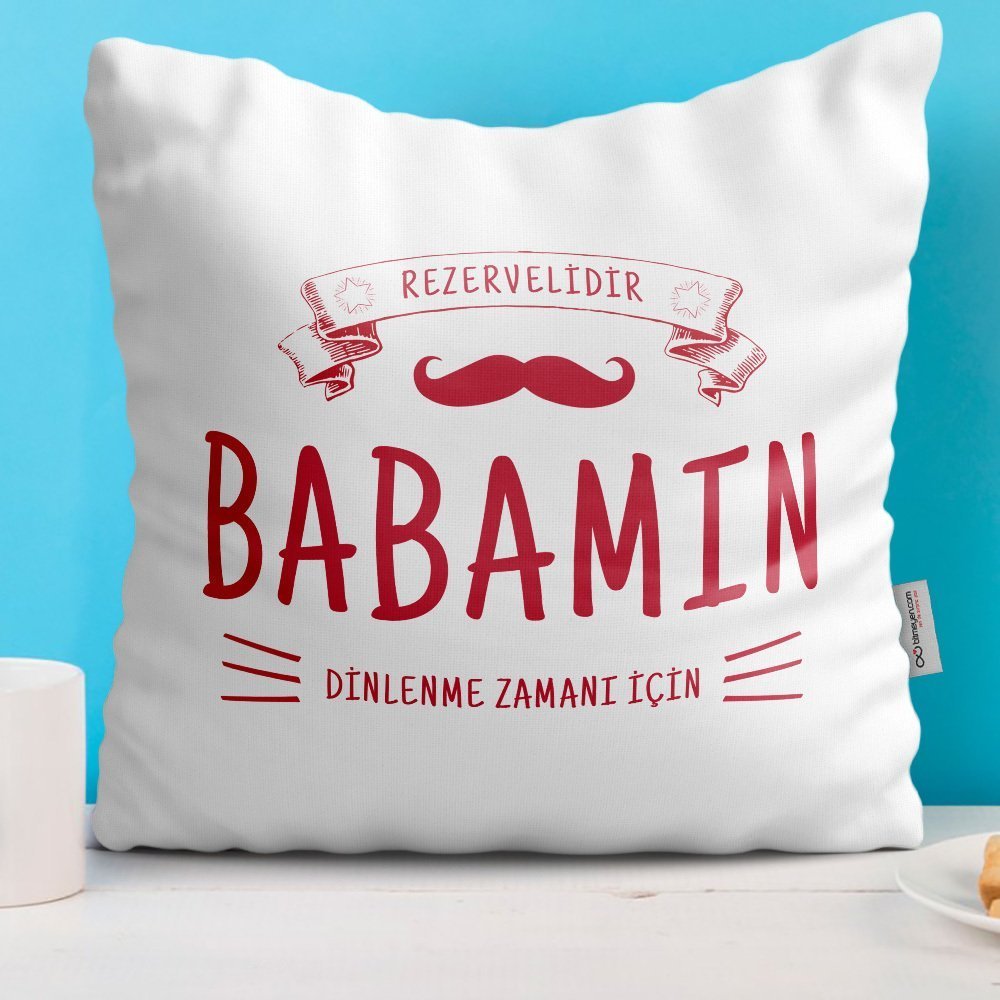 Kişiye Özel Dekoratif Beyaz Yastık (Babalar Günü Temalı) 7-T