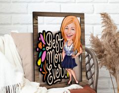 BK Gift Kişiye Özel Anneler Günü Karikatürlü 3D Ahşap Tablo, Anneye Hediye, Anneler Günü Hediyesi-1