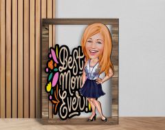 BK Gift Kişiye Özel Anneler Günü Karikatürlü 3D Ahşap Tablo, Anneye Hediye, Anneler Günü Hediyesi-1