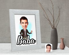 Kişiye Özel Baba Karikatürlü Dekoratif Çerçeve-1