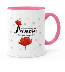 Kişiye Özel Dünyanın En İyi Annesi Pembe Kupa Bardak - 1