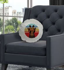 BK Gift Zürafa Tasarımlı Yuvarlak Dekoratif Kırlent Yastık-1