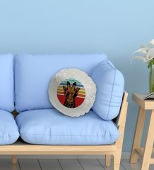 BK Gift Zürafa Tasarımlı Yuvarlak Dekoratif Kırlent Yastık-1