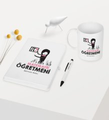 Kişiye Özel Matematik Öğretmeni Temalı Beyaz Defter Kalem Kupa Seti - 1