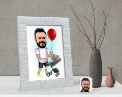 Kişiye Özel Aile Babası Karikatürlü Dekoratif Çerçeve-2