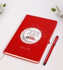 Kişiye Özel 2023 Sana Mutluluk Getirsin Temalı Kırmızı Defter Kalem Seti