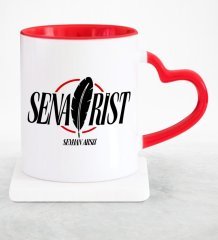 Kişiye Özel Mesleki Senarist Kırmızı Kalpli Kupa Bardak - 2