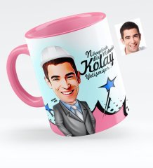 Kişiye Özel Bay Mühendis Karikatürlü Pembe Kupa Bardak - 1
