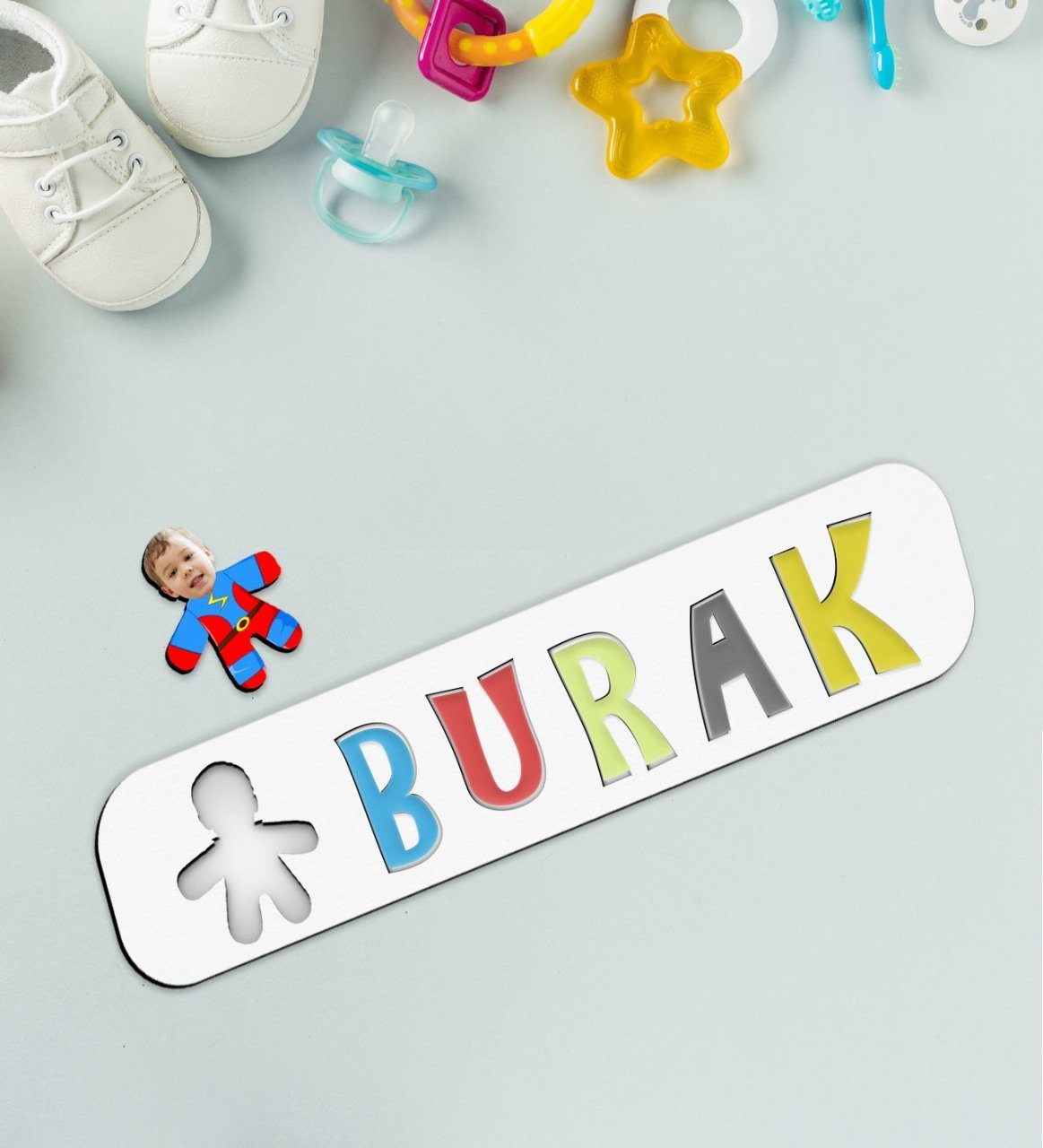 BK Toys Çocuklara Özel İsimli Fotoğraflı Erkek Süper Kahraman Ahşap Eğitici Yapboz Puzzle-2