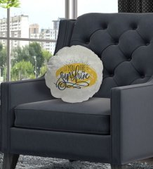 BK Gift You Are My Sunshine Tasarımlı Yuvarlak Dekoratif Kırlent Yastık-1