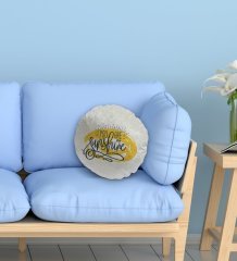 BK Gift You Are My Sunshine Tasarımlı Yuvarlak Dekoratif Kırlent Yastık-1