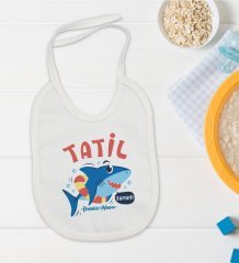 BK Kids Kişiye Özel Tatil Zamanı Tasarımlı Bebek Mama Önlüğü - Model 1