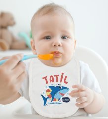 BK Kids Kişiye Özel Tatil Zamanı Tasarımlı Bebek Mama Önlüğü - Model 1