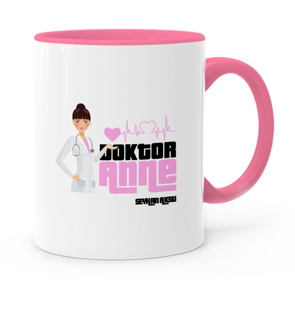 Kişiye Özel Doktor Anne Pembe Kupa Bardak - 1
