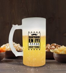 Kişiye Özel Dünyanın En Yakışıklı Babası Tasarımlı Buzlu Cam Bira Bardağı 50cl-2