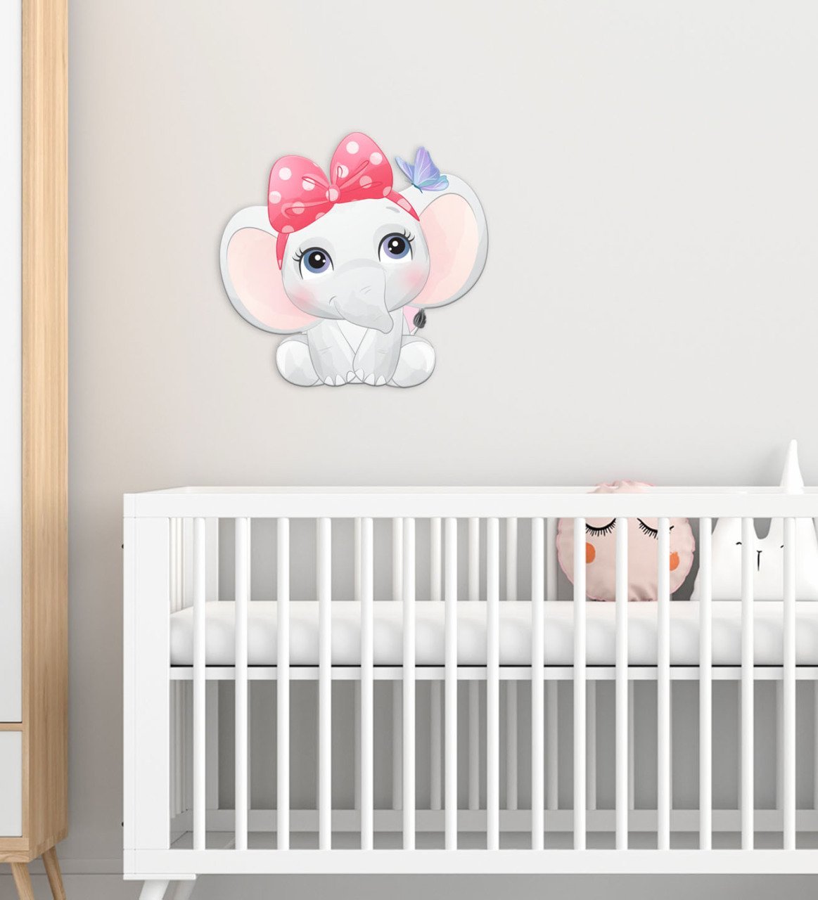 BK Gift Sevimli Fil Tasarımlı Çocuk Odası Ahşap Duvar Süsü-1