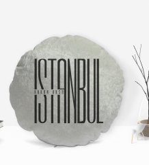 Kişiye Özel İsimli İstanbul Tasarımlı Yuvarlak Dekoratif Kırlent Yastık-1