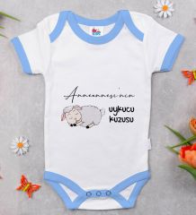 BK Kids Anneannesinin Uykucu Kuzusu Tasarımlı Mavi Bebek Body Zıbın-1