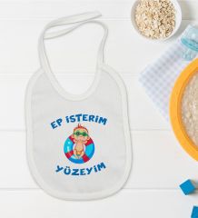 BK Kids Ep İsterim Tasarımlı Beyaz Bebek Mama Önlüğü-4