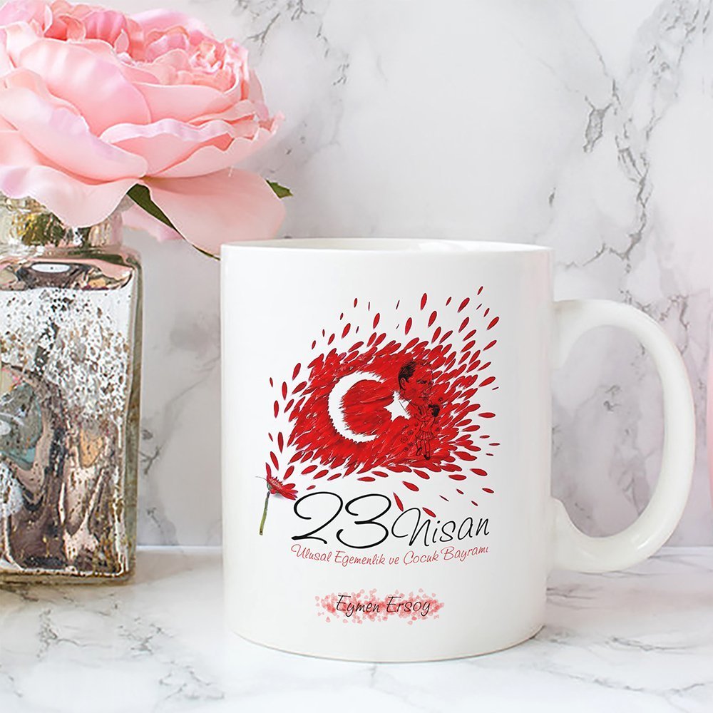 Kişiye Özel 23 Nisan Tasarımlı Beyaz Kupa Bardak - 10