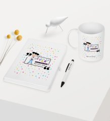 Kişiye Özel Kimya Öğretmeni Temalı Beyaz Defter Kalem Kupa Seti - 2