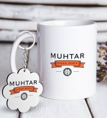Kişiye Özel Mesleki Muhtar Beyaz Kupa ve Anahtarlık Hediye Seti-2