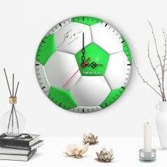 Kişiye Özel Lionel Messi İmzalı Futbol Topu Tasarımlı Ahşap Duvar Saati (30 cm.) - 2