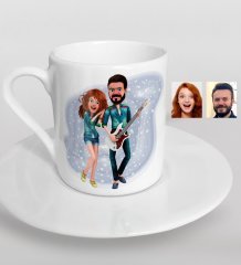 Kişiye Özel Sevgililer Animasyon Karikatürlü Türk Kahvesi Fincanı-31