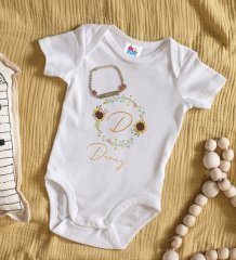 BK Kids Kişiye Özel Harfli İsimli Beyaz Bebek Body Zıbın ve Kız Bebek Künyesi Hediye Seti-3