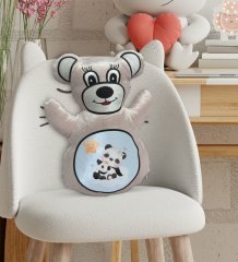 BK Gift Sevimli Pandalar Tasarımlı Krem Ayıcık Yastık-4